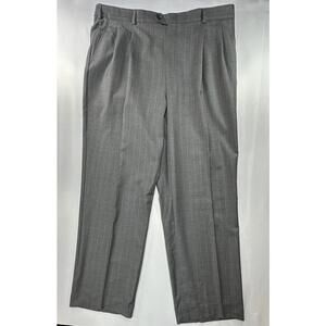 Hickey Freeman Pleated Pinstripe Dress Pants Gray Mens 40/30